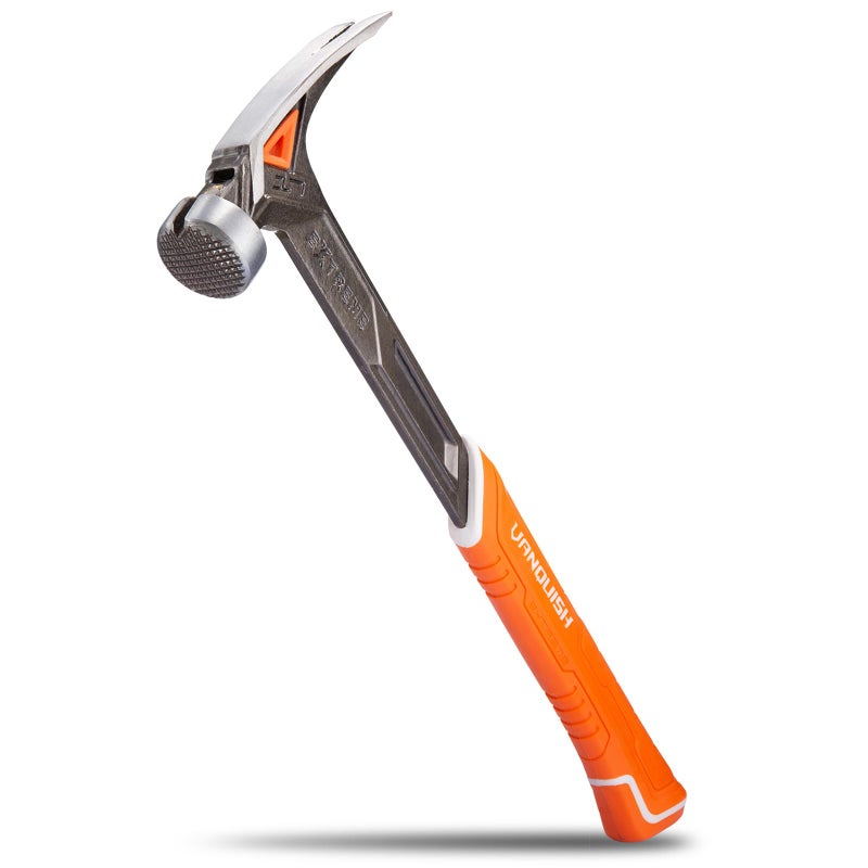 VANQUISH 17 oz Framing Hammer, Straight Claw Hammer with Magnetic Nail Holder, Rip Claw Hammer with Milled Face & Shock Absorbing Grip, Heavy Duty One-piece Forged Hammer 0527 - Image 1